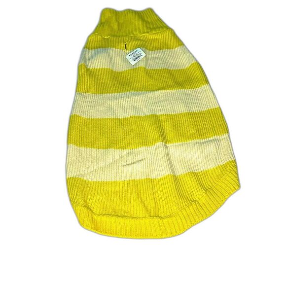 Boots & Barkley Mustard & Cream Stripe Cable Knit Dog or Cat Sweater Large New! - Picture 1 of 12